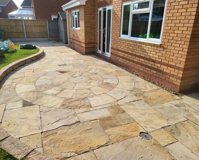 The same patio pressure washed back to its original colour